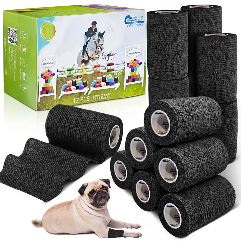 Equimed Unisex 10Cm Vetwrap -  Black Size 12 Pack
