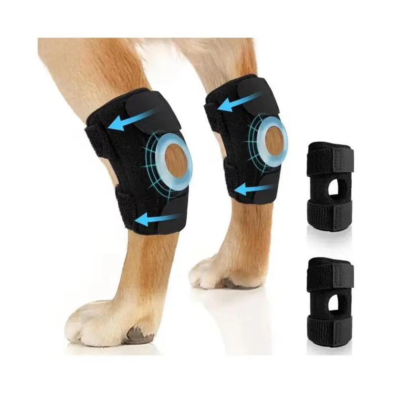 Aizmu Black (L) Pet Knee Pads Dogs Injury Recovery For Leg Hock Joint Wrap Breathable