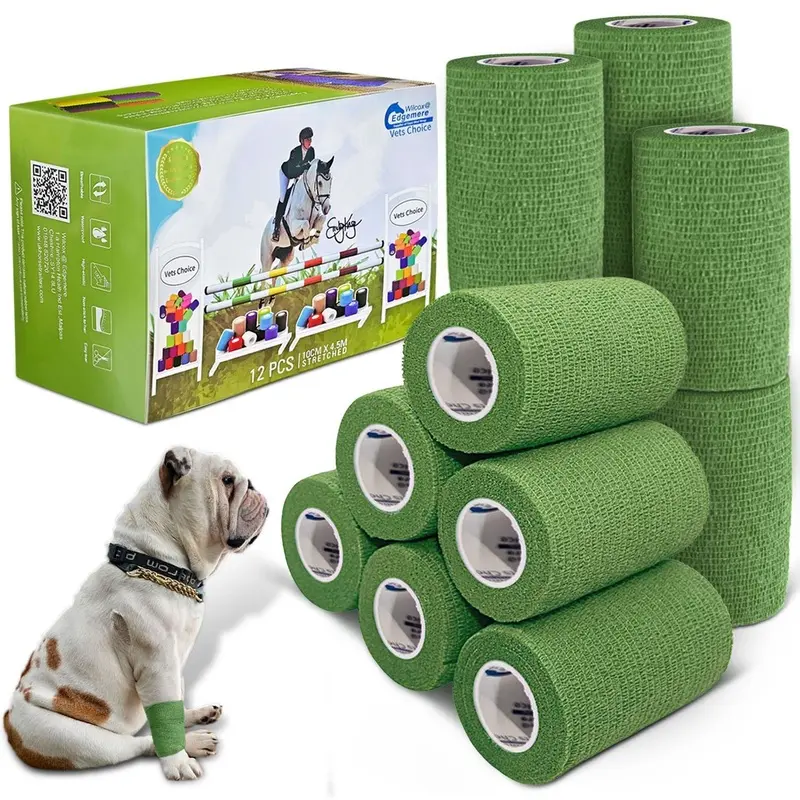 Equimed Unisex 10Cm Vetwrap -  Green Size 12 Pack