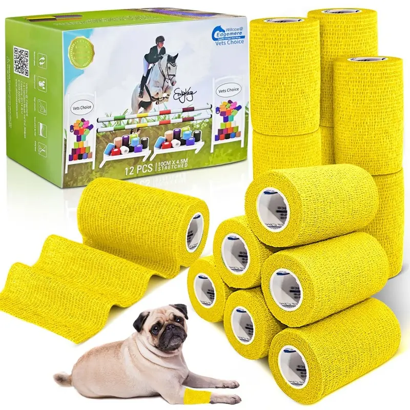 Equimed Unisex 10Cm Vetwrap -  Lemon Yellow Size 12 Pack