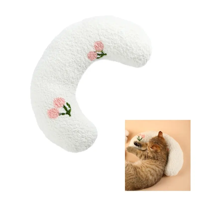White (White) U-Shape Fluffy Pet Pillow For Cats & Dogs, 25X15cm