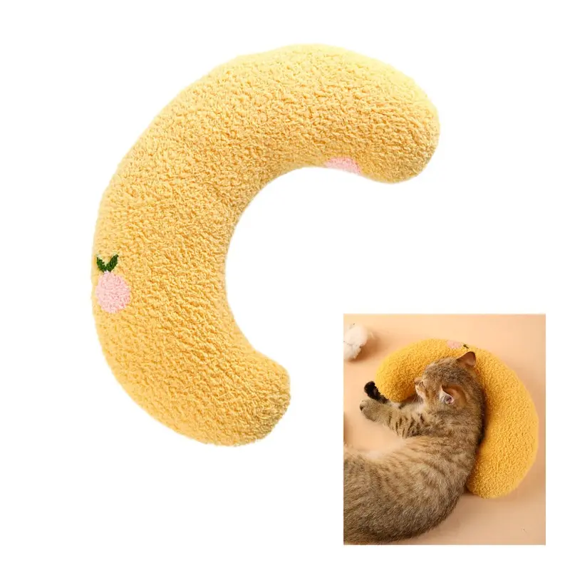 Yellow (Yellow) U-Shape Fluffy Pet Pillow For Cats & Dogs, 25X15cm