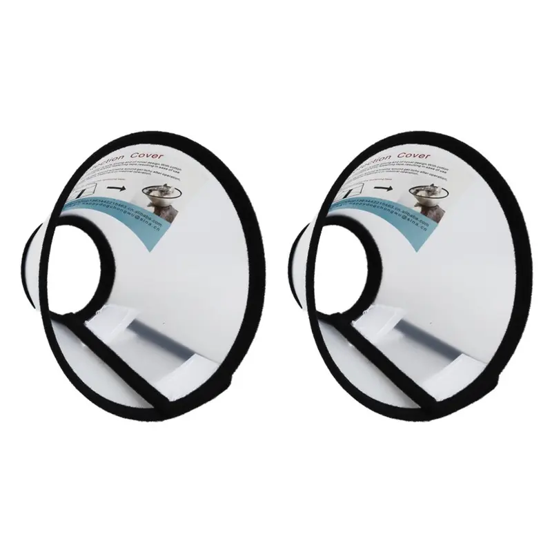 Tlily White/Black 2X Elizabethan Dog Pet Wound Healing Cone E- Collar With