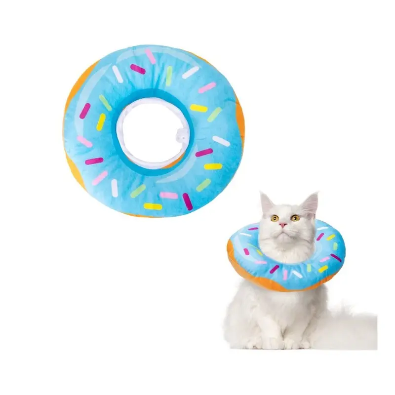 Zeuxo Blue Cat Surgery Recovery Collar, Stop Licking Donut Style - Medium
