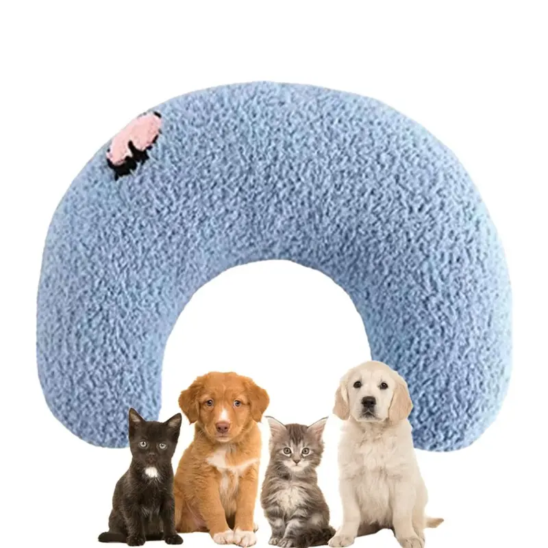 Blue (M) Cat Cozy U-Shaped Pillow - Plush, Safe, Washable