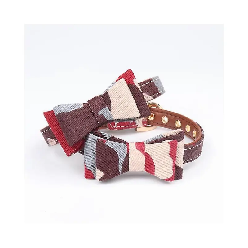 (As show, One size) Camouflage Stylish PU Pet Collar for Dogs Cats