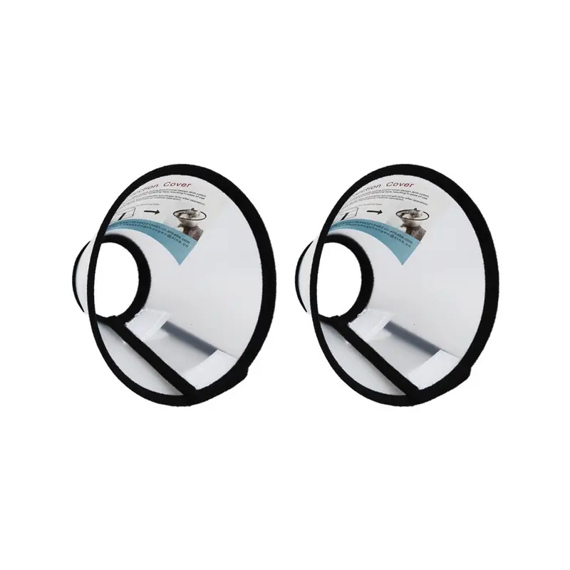 White/Black 2X Elizabethan Dog Cat Pet Wound Healing Cone E Collar, On