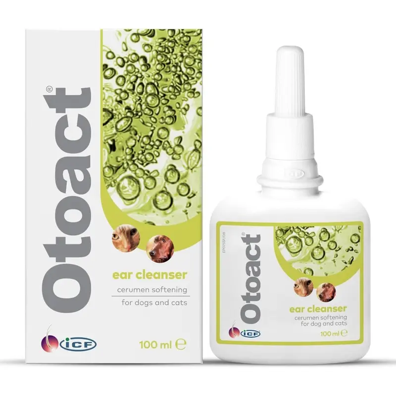 Icf Otoact Cat And Dog Ear Cleaner Ear Drops To Stop Wax Build Up, Dropper 100Ml