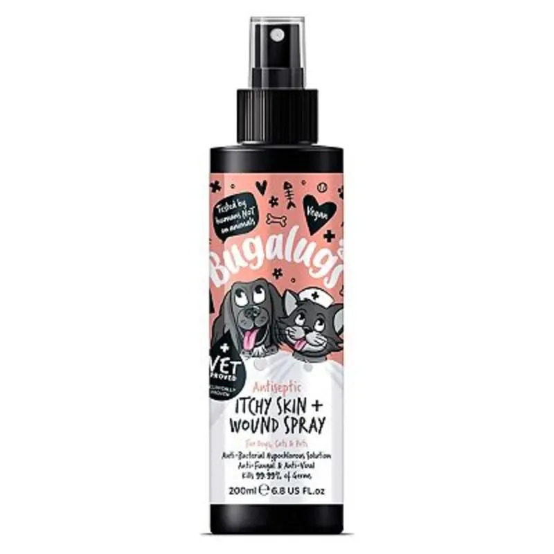 Bugalugs Antiseptic Itchy Skin & Wound Spray 200Ml For Dogs & Cats