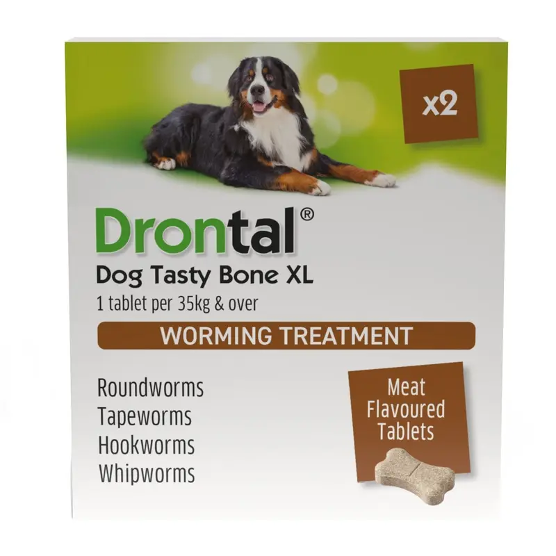 Drontal Tasty Bone Xl Wormer Tablets For Dogs 20Kg And Over 2 Pack