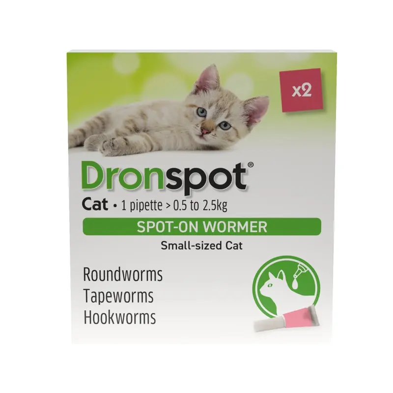 Dronspot Spot On Wormer For Small Cats 0.5-2.5Kg 2 Pack
