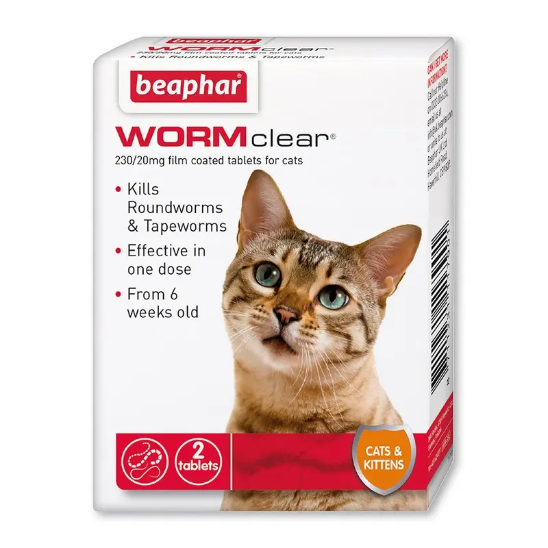 Beaphar Wormclear Worming Tablet Treatment For Cats 2 Tablets