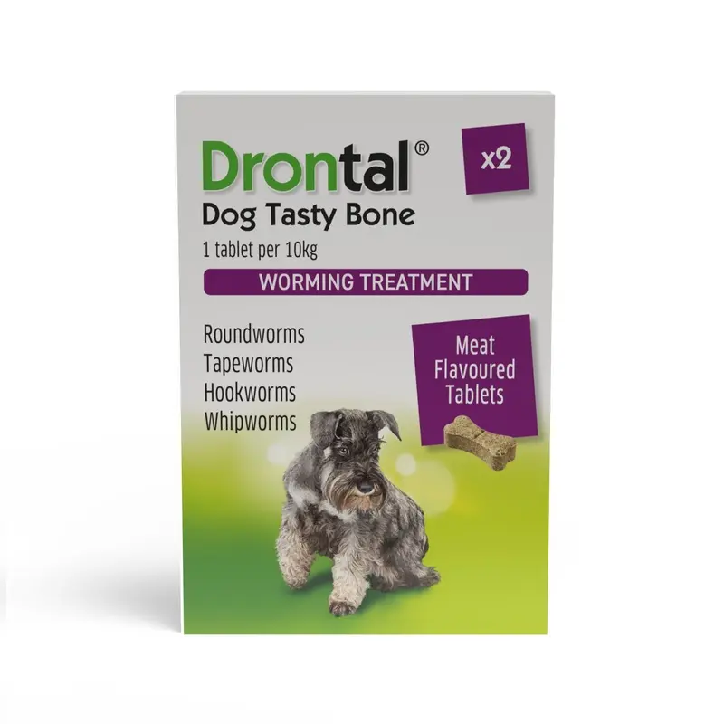 Drontal Tasty Bone Wormer Tablets For Dogs 2-20Kg 2 Pack