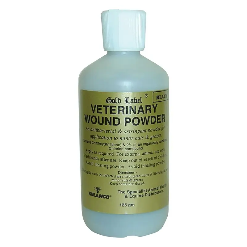 Label Veterinary Wound Powder - Gold/Black 125G