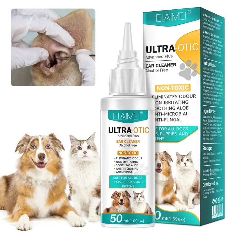 New (50Ml) Elaimei Pet Ear Cleansing Liquid Cats And Dogs Ear Wax Removal Liquid 50Ml