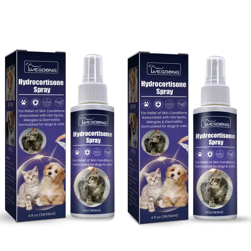 Umnuou 2Pcs Hydrocortisone Spray Pet Dog And Cat Anti-Itch Spray 118.56Ml