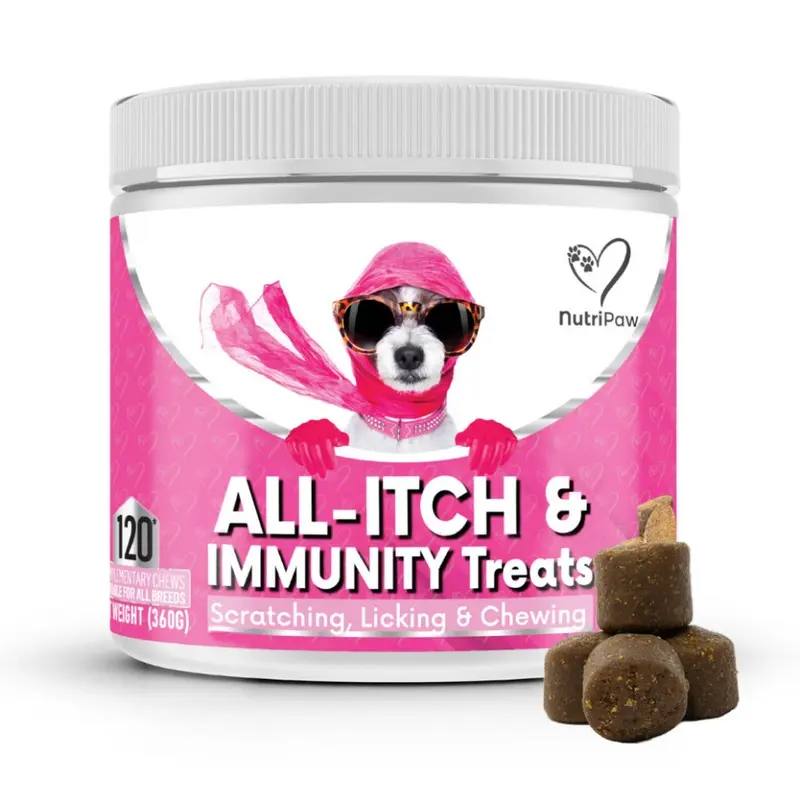 NutriPaw All-Itch Immunity Treats For Dogs - Soothe Itchy Paws, Eyes, Ears, Skin