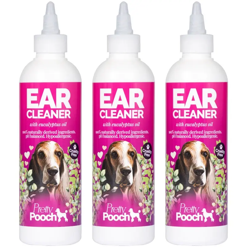 Pretty Pooch (3 X 250Ml) Dog Ear Cleaner Cruelty Free Drops Size 3
