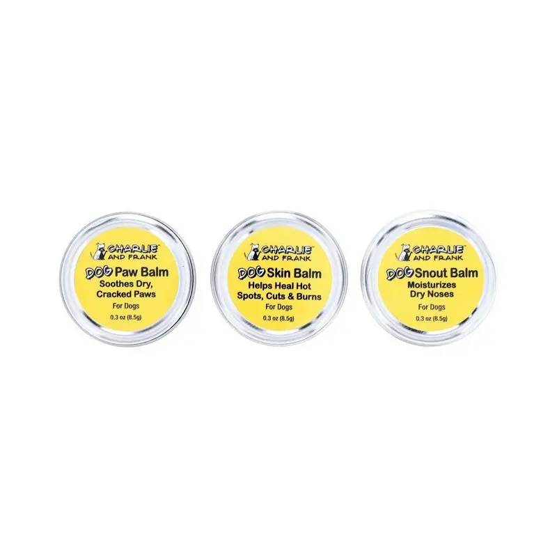 Charlie & Frank , Dog Balms Variety Set, Paw, Skin, Snout, Tins Size 3