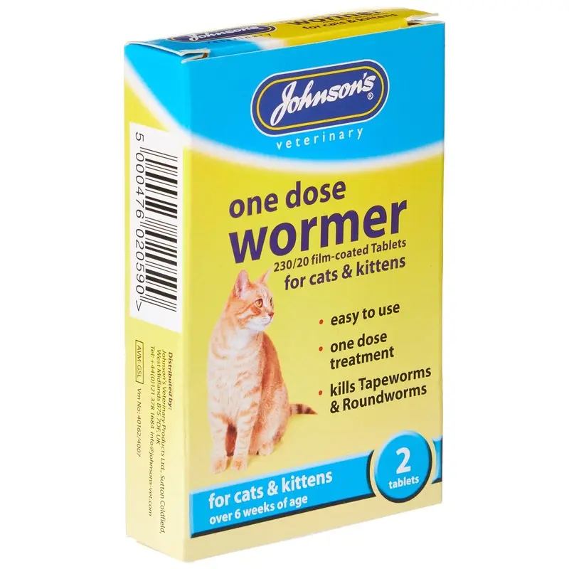Johnsons One Dose Wormer for Cats and Kittens, 2-Piece