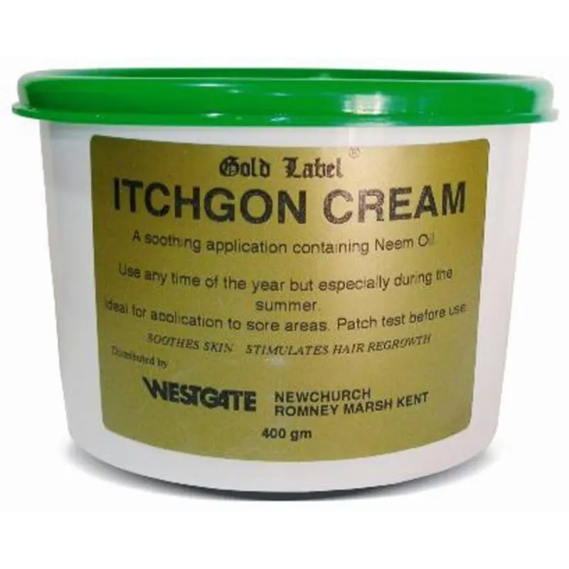 Label Itchgon For Horses - Tub Gold/Cream 400G