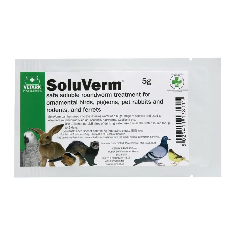 Vetark Soluverm Sachet, soluble roundworm treatment, 5 g