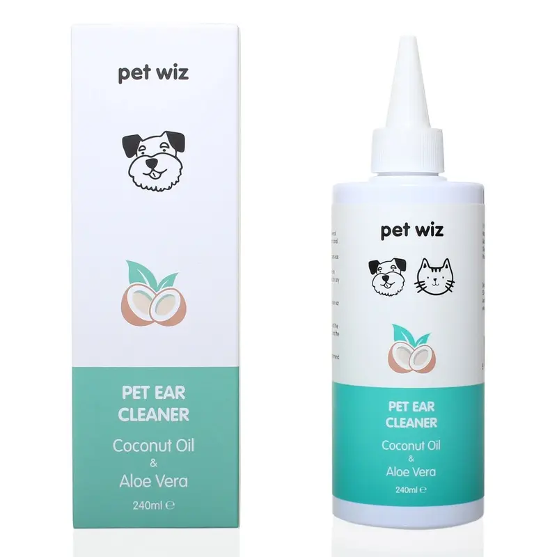 Pet Wiz Ear Cleaner For Dogs & Cats - Coconut Oil & Aloe Vera