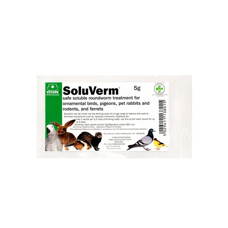 Vetark Soluverm Soluble Roundworm Treatment For Birds And Small Animals