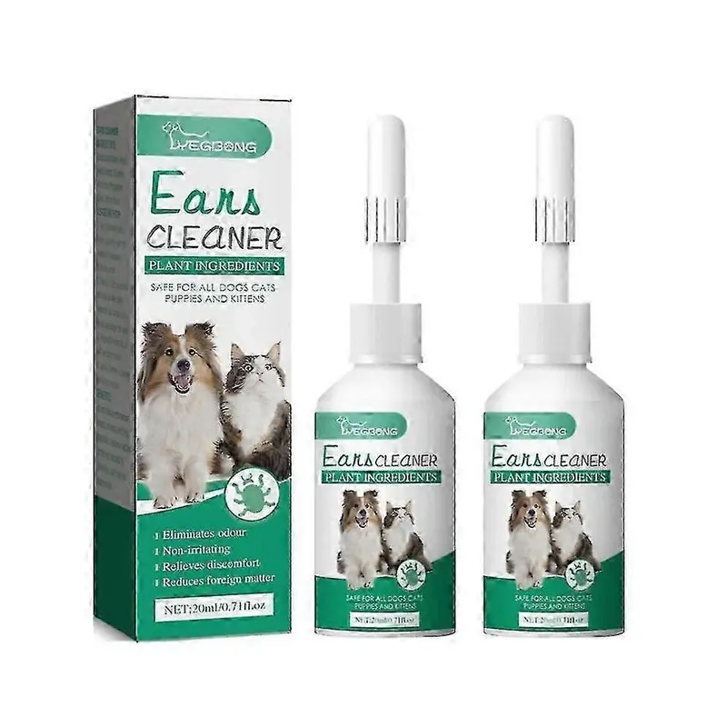 Mens (2Pcs, One ) Ear Drops For Pets Dogs Cats Ear Wax Kills Mites Mite Clear Size 2