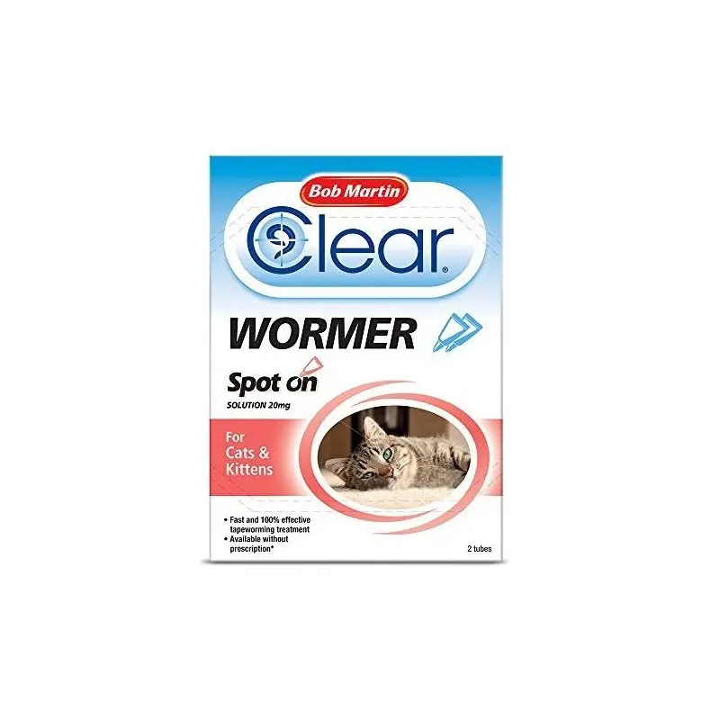 Bob Martin Clear Wormer For Cats - Spot-On - Pack Of Pipettes Size 2