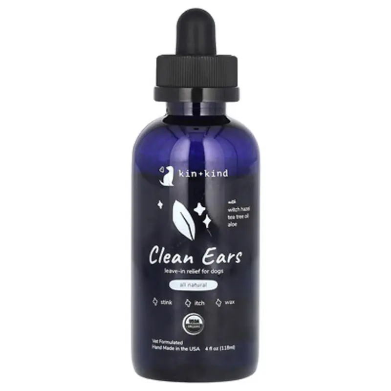 Kin+Kind , Clean Ears, Leave-In Relief For Dogs, 4 Fl Oz (118 Ml)