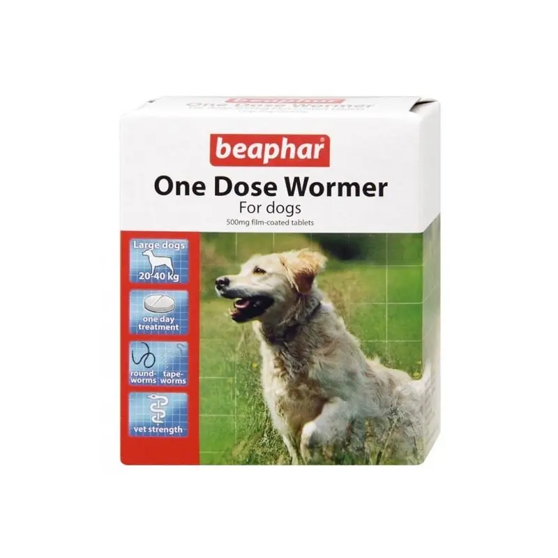New Beaphar Dogs, 1 Pack) One Dose Wormer For Dogs | Dog Worming Tablets Large