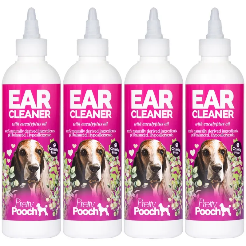 New Pretty Pooch (4 X 250Ml) Dog Ear Cleaner Cruelty Free Drops 272317 Size 4