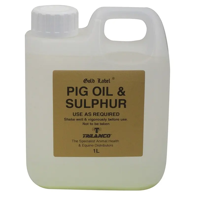 Label Pig Oil And Sulphur For Horses - Ltr Gold Size 1
