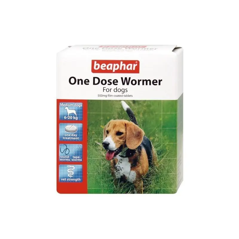 New Beaphar Dogs, 1 Pack) One Dose Wormer For Dogs | Dog Worming Tablets Medium