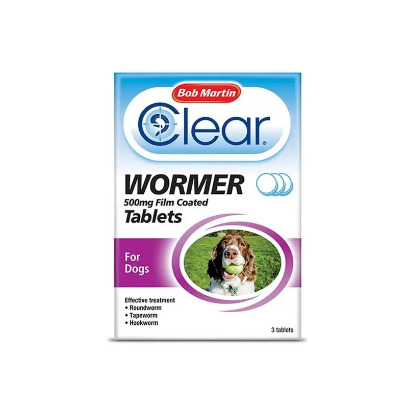 New Bob Martin Dog, Single) Clear Wormer Tablets For Dogs Large