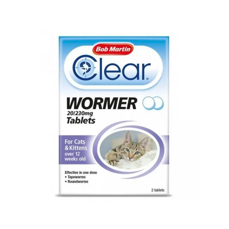 Bob Martin Clear Wormer For Cats - Tablets - Pack Of Tablets Size 2
