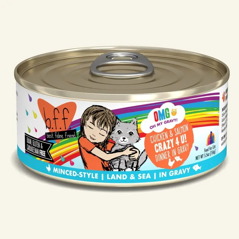 BFF OMG Wet Cat Food - Chicken & Salmon Crazy 4 U! - 5.5oz Can