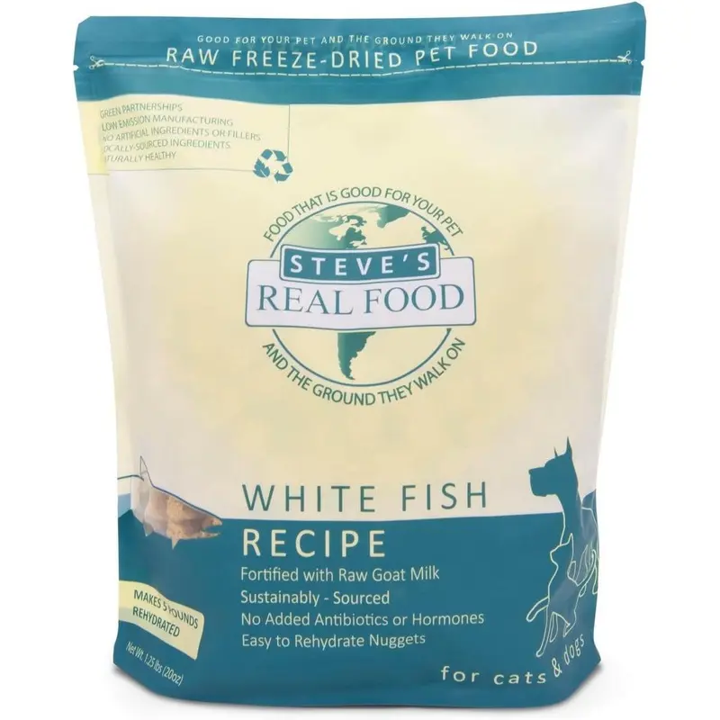 Steve's Real Food Whitefish Freeze Dried Raw Nugget Dog & Cat Food 1.25lb