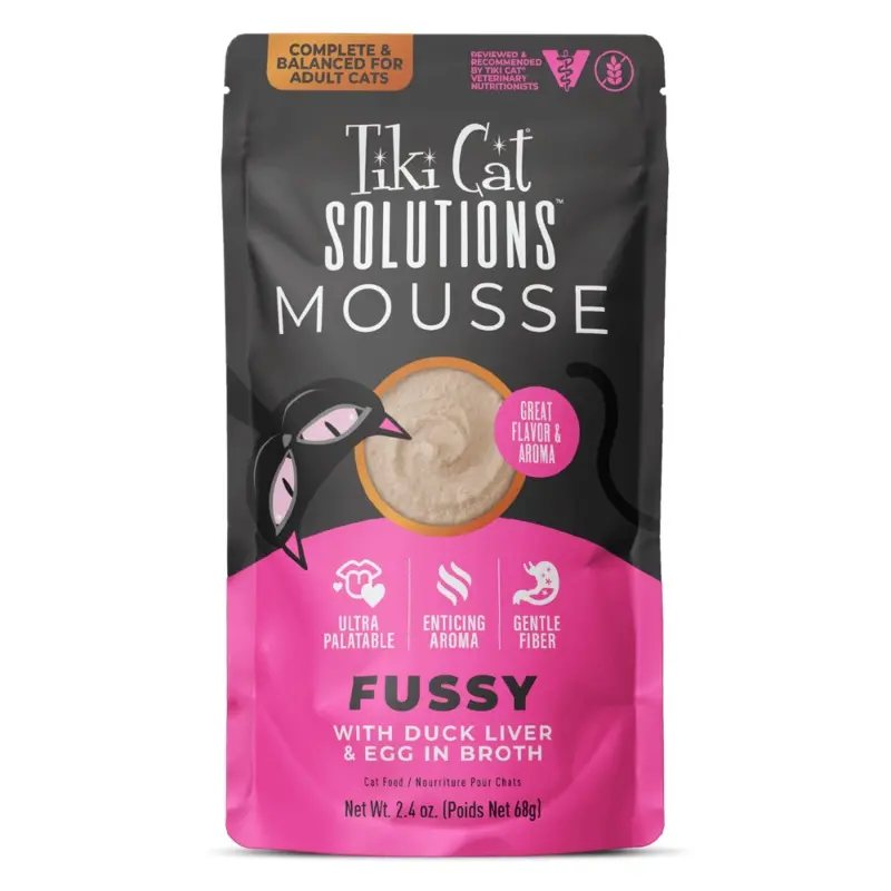 Tiki Cat Solutions Fussy Mousse Duck Liver Egg In Broth Wet Cat Food 2.4oz