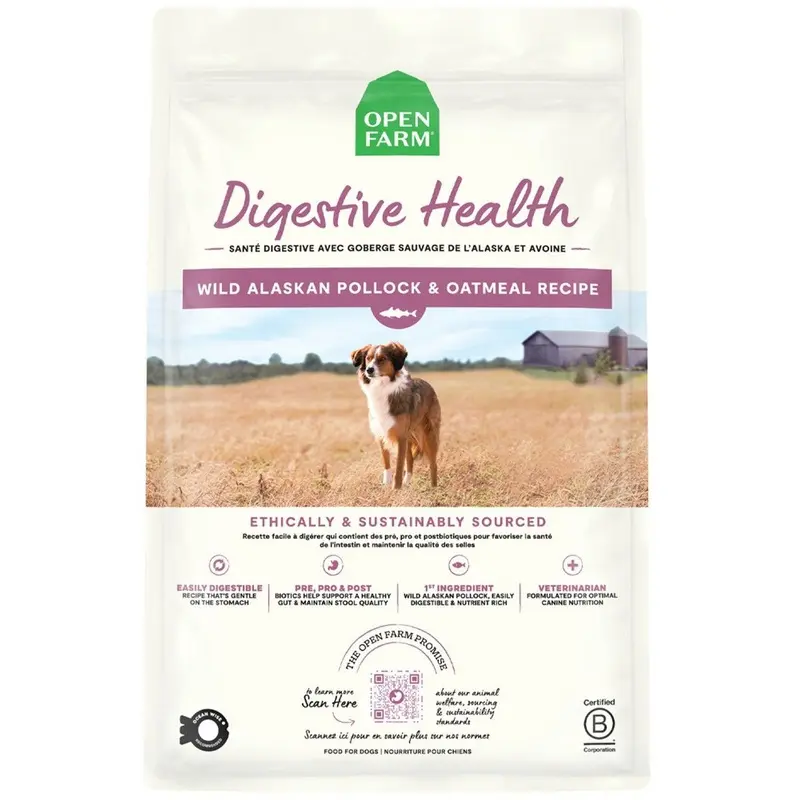 Open Farm Digestive Health Dry Dog Food - Pollock & Oatmeal - 4lb Bag