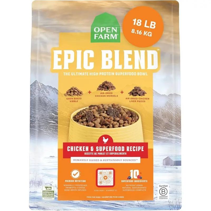Open Farm Epic Blend Dry Dog Food - Chicken & Superfood - 18lb Bag