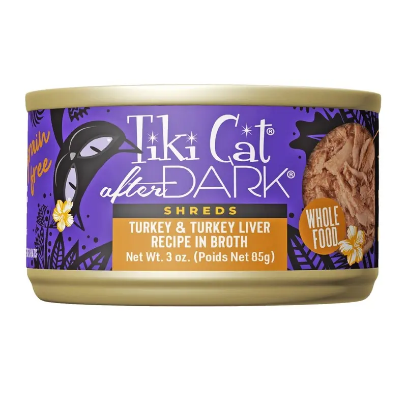 Tiki Cat After Dark Shreds Turkey & Turkey Liver Wet Cat Food 3oz