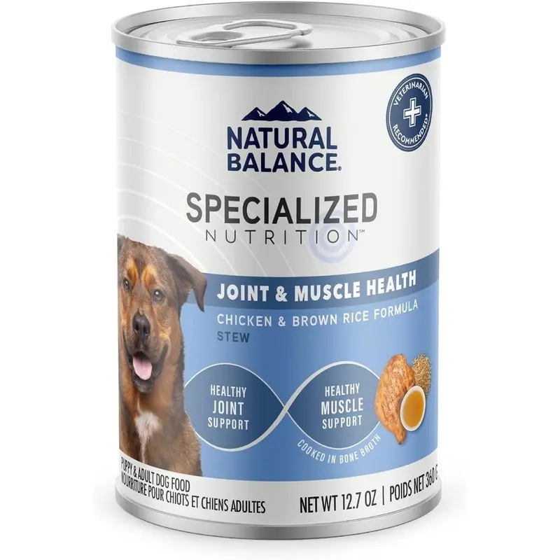 Natural Balance Joint & Muscle Health Wet Dog Food  - Chicken & Brown Rice Stew - 12.7oz Can