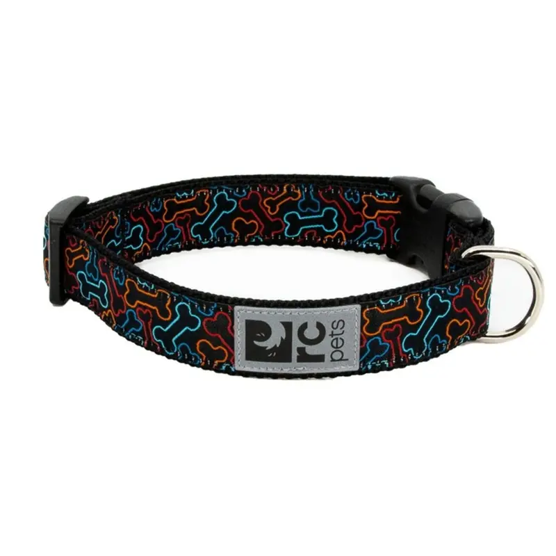 RC Pets Clip Dog Collar Large 1" Bones