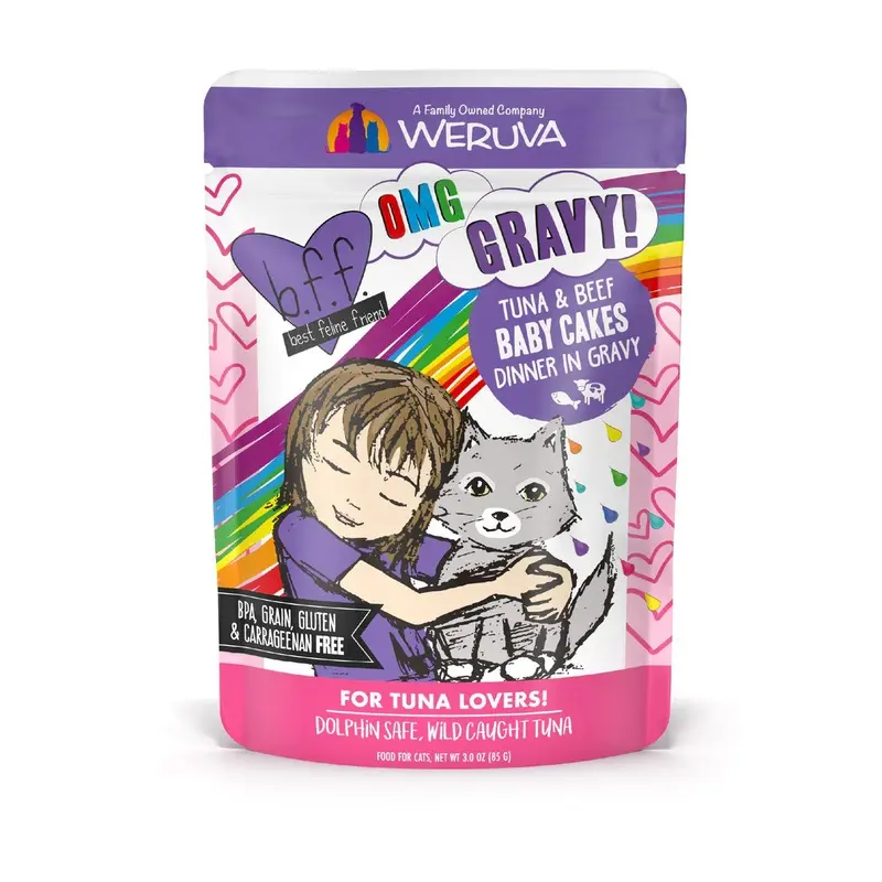 BFF OMG Wet Cat Food - Tuna & Beef Baby Cakes - 3oz Pouch