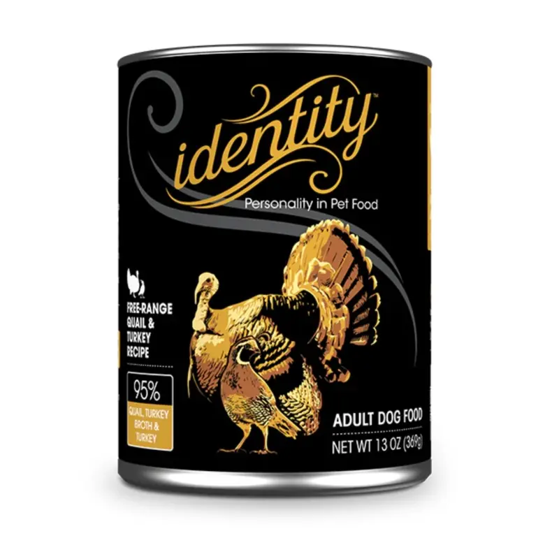 Identity 95% Free-Range Quail Turkey Broth & Turkey Pate Wet Dog Food 13oz Can