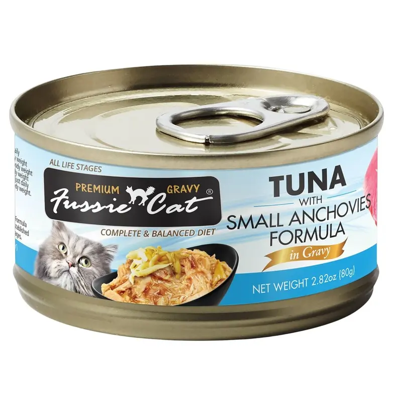 Fussie Cat Premium Wet Cat Food - Tuna & Small Anchovies in Gravy - 2.82oz Can