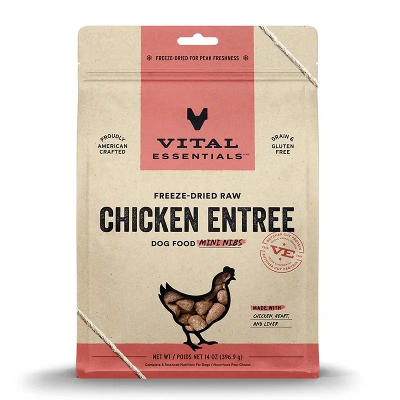 Vital Essentials Freeze-Dried Raw Chicken Entree Dog Food Mini Nibs 14oz