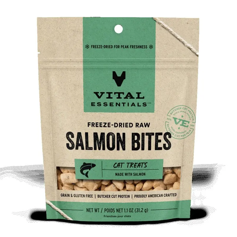 Vital Essentials Freeze-Dried Salmon Bites Cat Treats 1.1 oz